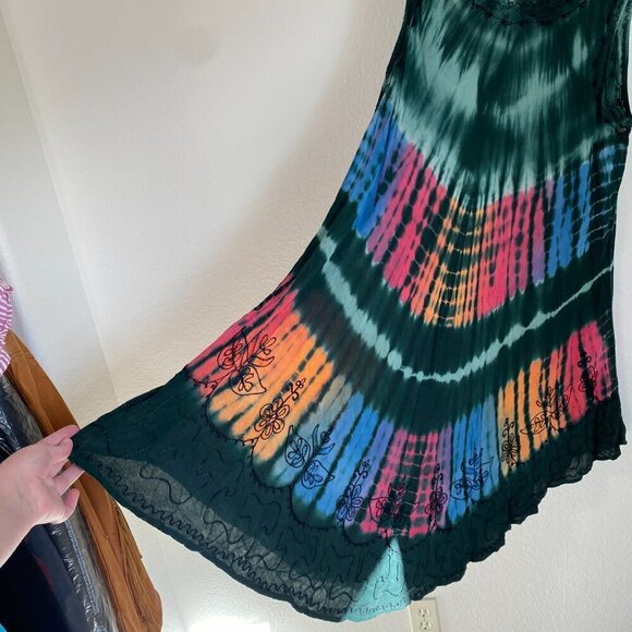 In Gear Loose Brightly Colored Tie Dye Umbrella Swing Dress - Picture 4 of 9